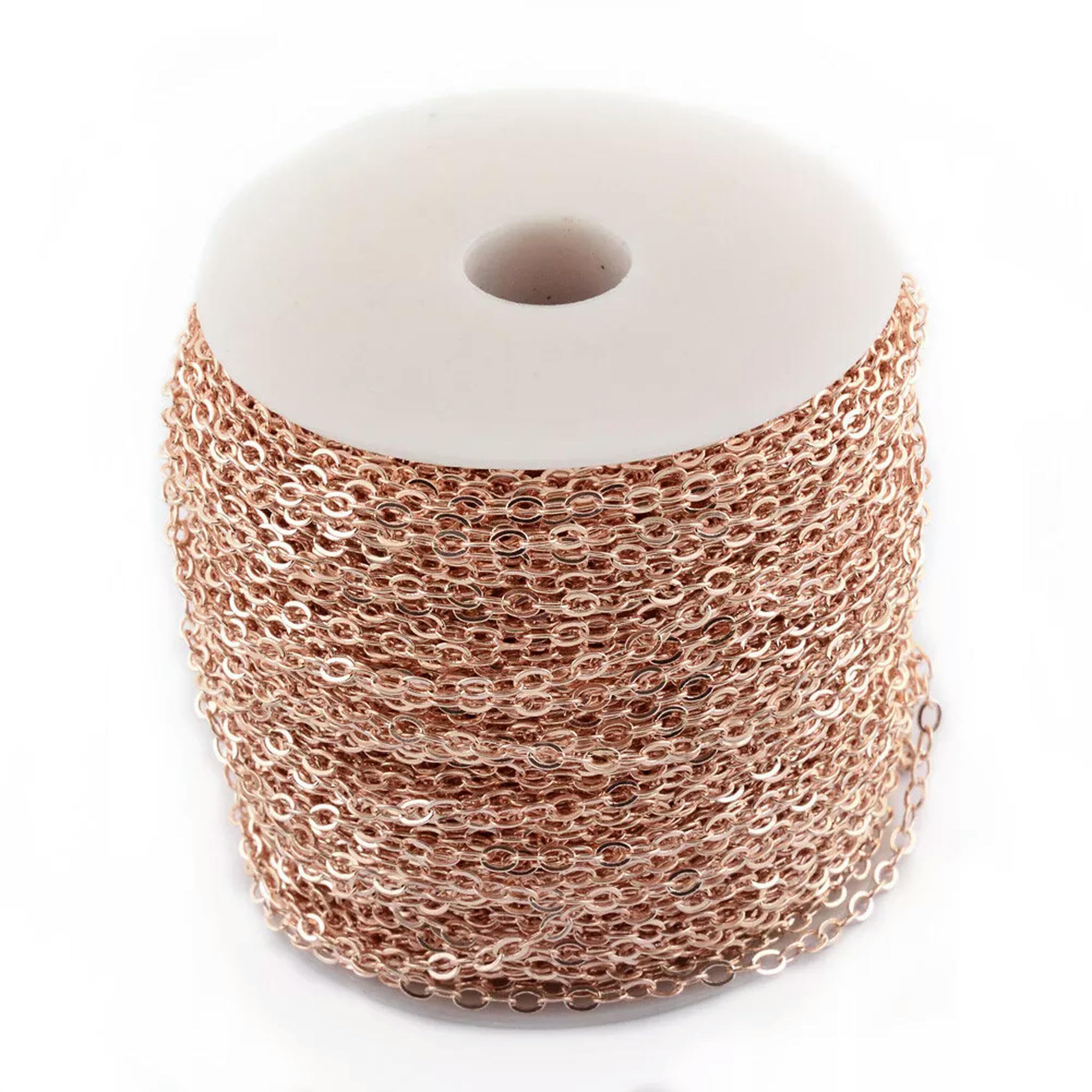 100m/rotolo Catene portacavi in ​​Oro Rosa Catene a Croce in Metallo Non saldate Accessori 3x2x0,6mm