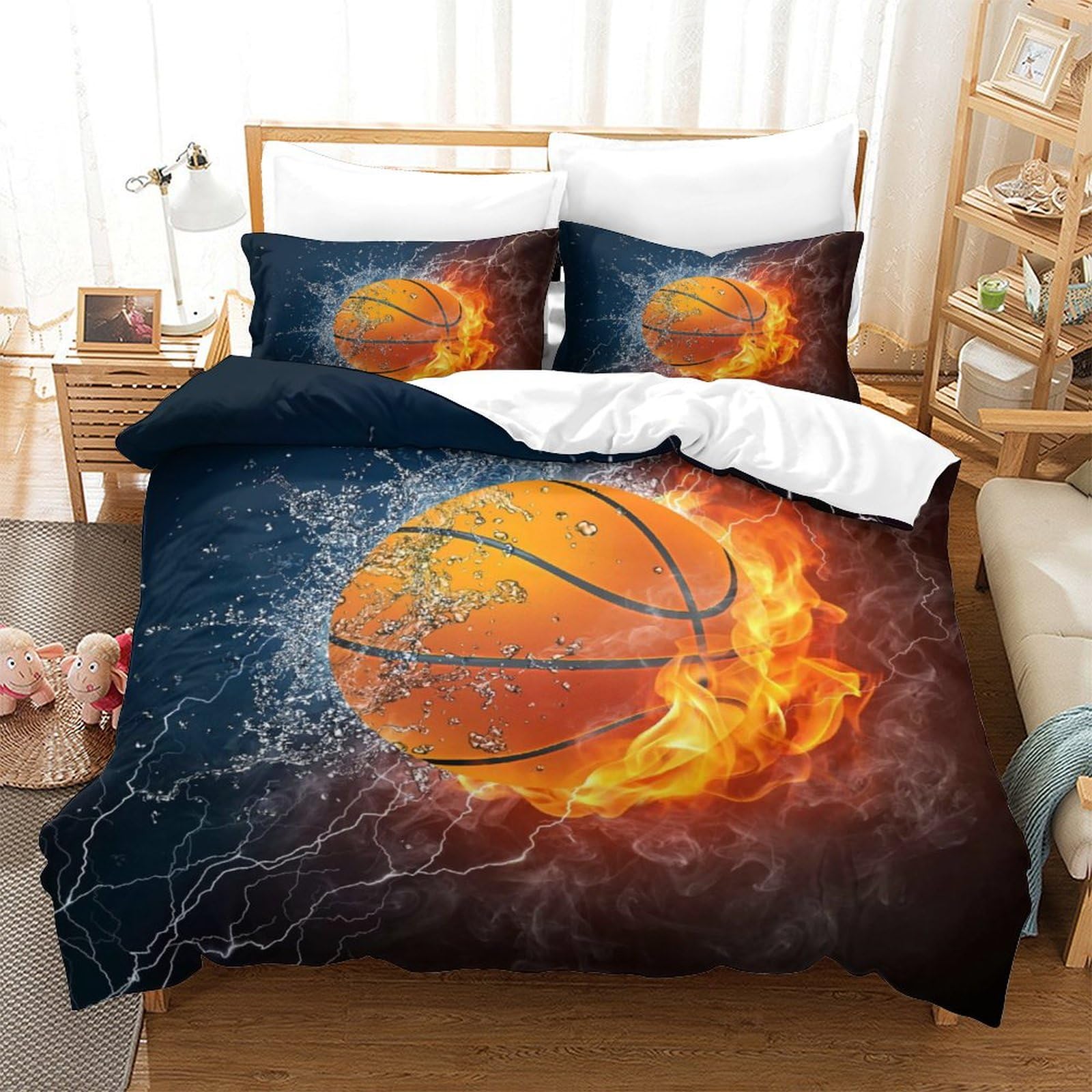 Parure de lit basket-ball pour chambre d'enfant passionné de sport et de décoration athlétique