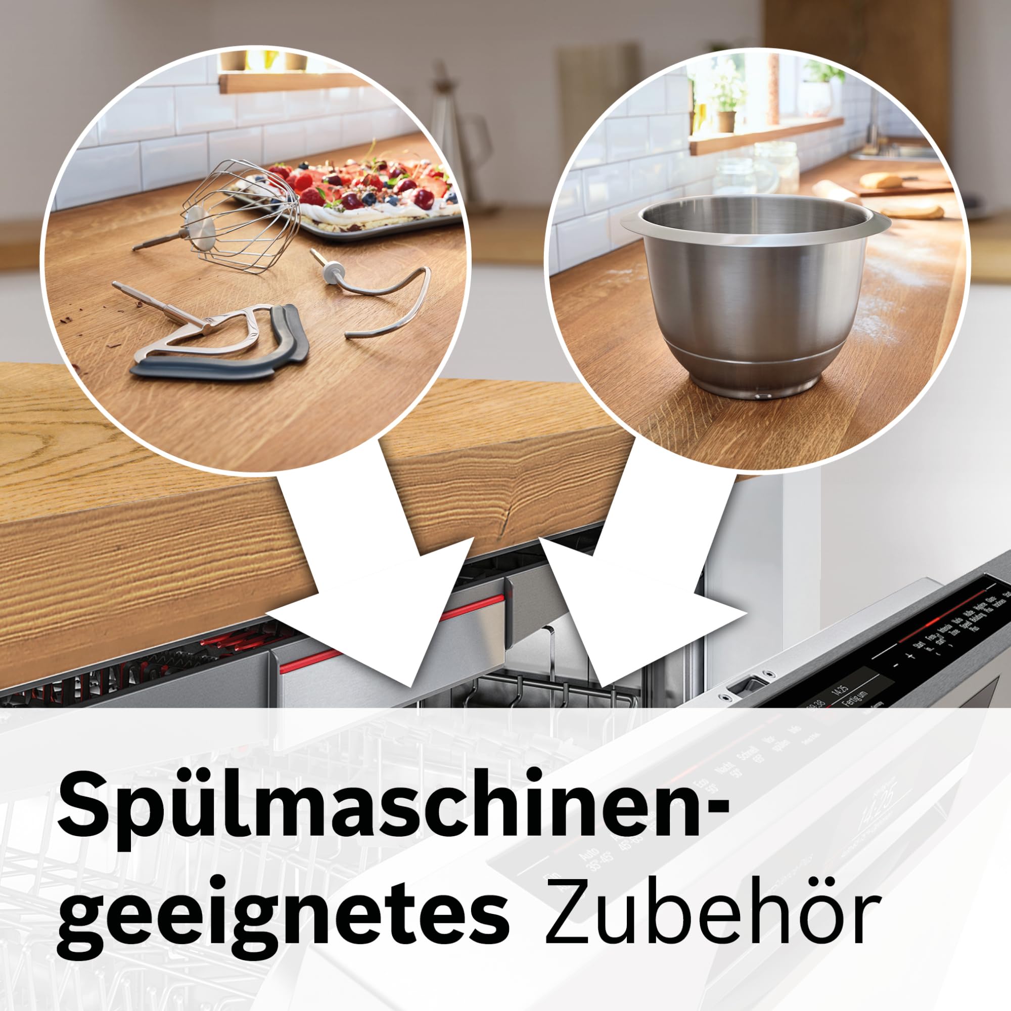 Bosch Küchenmaschine MUM5 MUM5X720, integrierte Waage,Edelstahl-Schüssel 3,9L, Mixer 1,25L, Profi-Knethaken, Planetarisches Rührgetriebe, Rührbesen, Durchlaufschnitzler, 1000 W, Silber/Dunkelrot