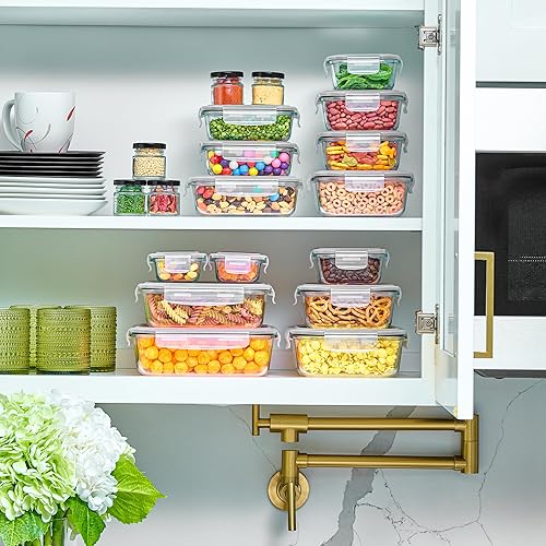 Miniatura 5 de Juego de 40 recipientes de vidrio para almacenamiento de alimentos y cuencos con tapas herméticas, a prueba de fugas, sin BPA, loncheras herméticas