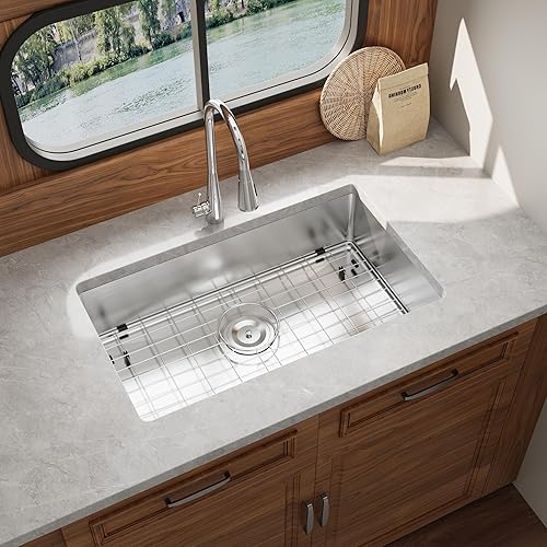 Miniatura 30 de Kitsitchen Fregadero de cocina para autocaravana de 23 pulgadas, fregadero de cocina de acero inoxidable calibre 18, fregadero de cocina de un solo