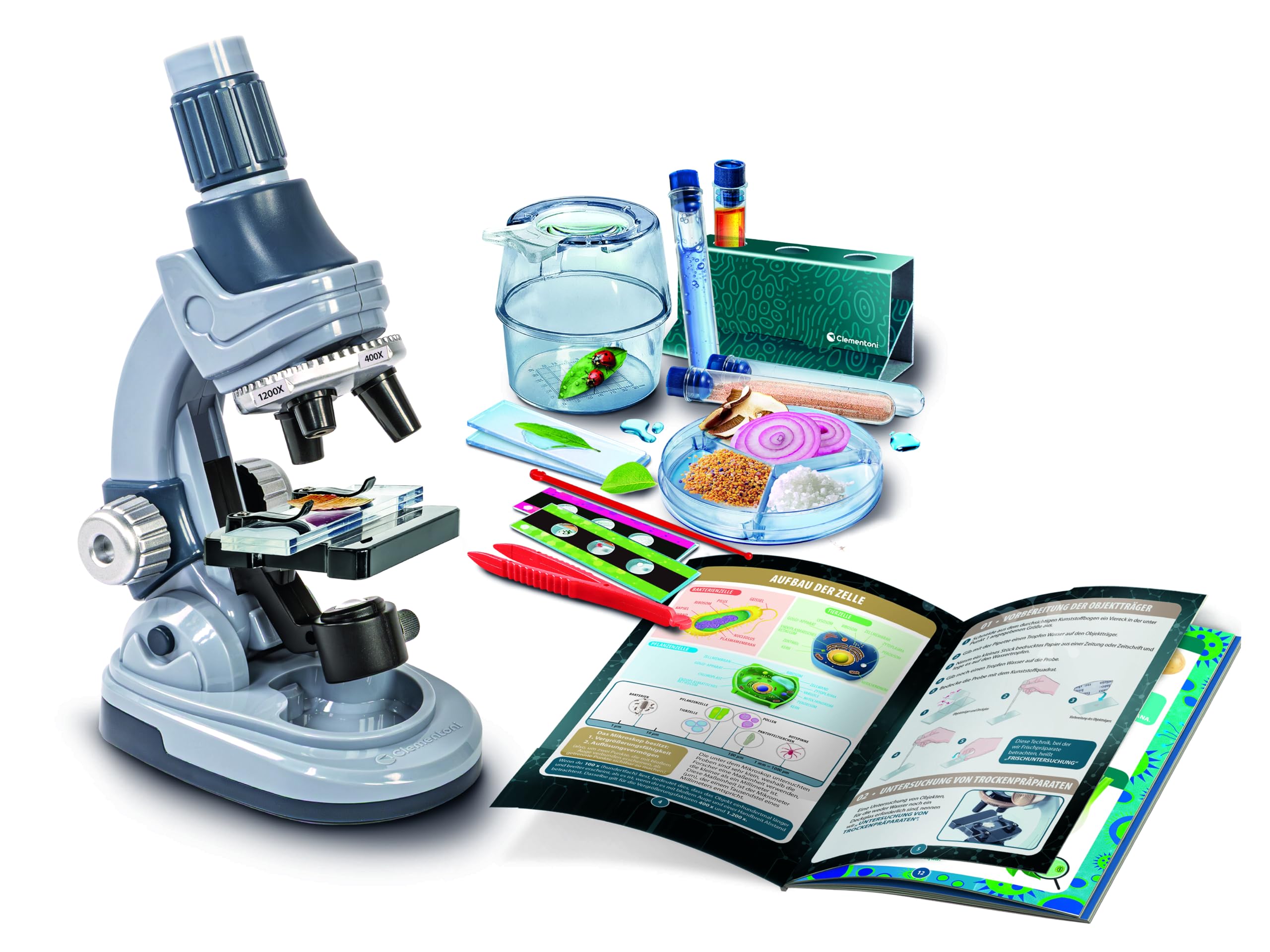 Galileo Lab Mein Mikroskop Deluxe - Experimentierkasten für Mädchen & Jungen mit zahlreichen Instrumenten & Werkzeugen - Forschungs-Labor für Kinder ab 8 Jahren - 59488 von Clementoni