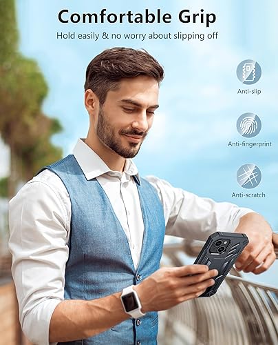 Miniatura 9 de FNTCASE Funda para iPhone 15 Grado militar a prueba de golpes, protección completa, resistente, funda para teléfono celular con soporte y funda de