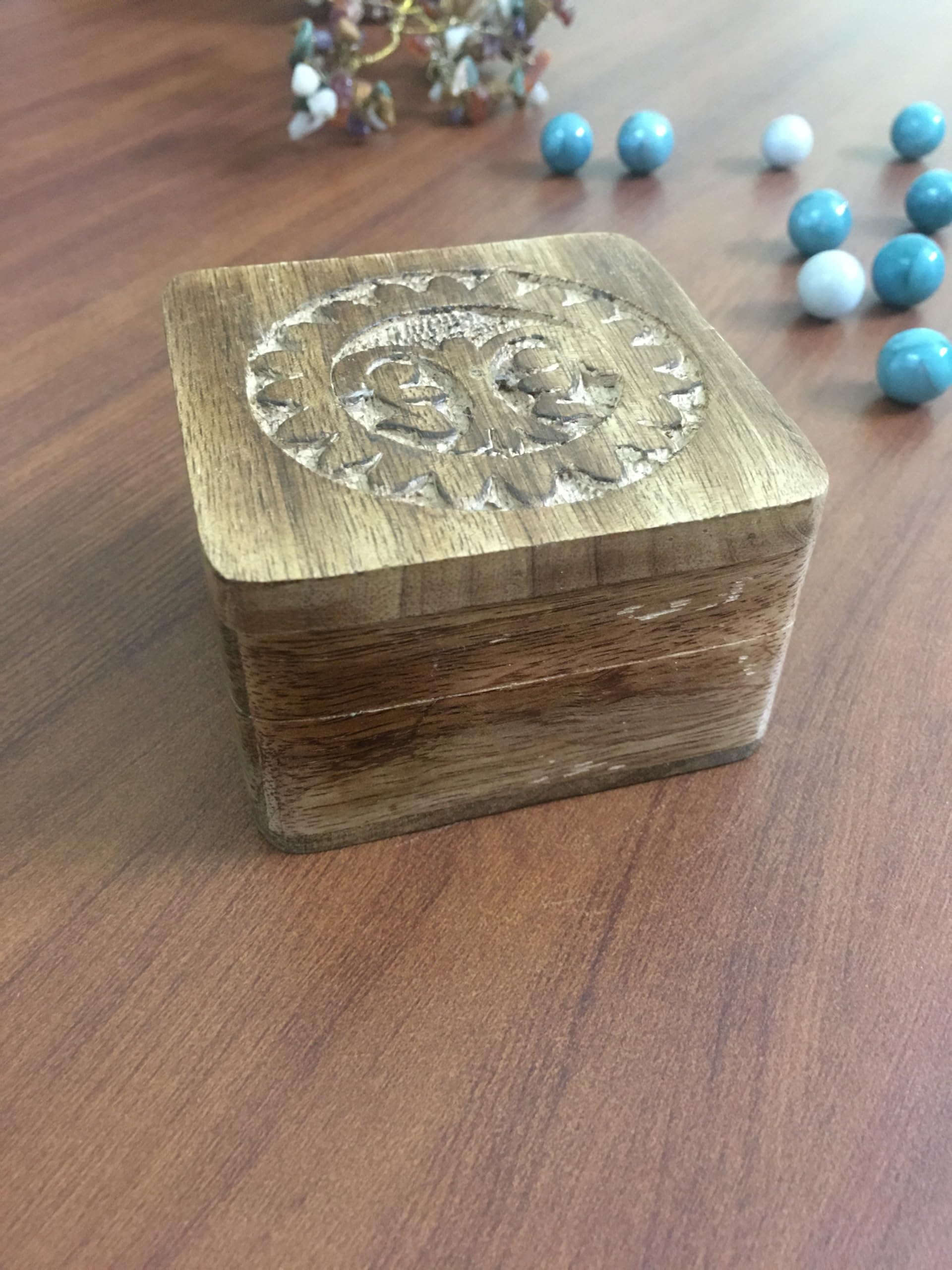 Master Piece Crafts Hand Carved Decorative Mango Wood Box, floral motif handmade wooden box