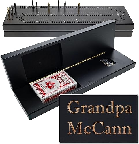 Miniatura 10 de We Juegos Monograma Grabado personalizable Gabinete Cribbage Setcontinuo de madera maciza 3pista Junta con Easy Grip Clavijas, tarjetas y área de