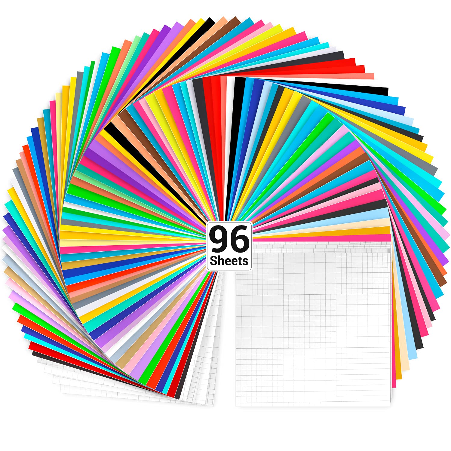 Ohuhu Vinyl Sheets, 96 Permanent Adhesive Backed Vinyl Sheets Set, 84