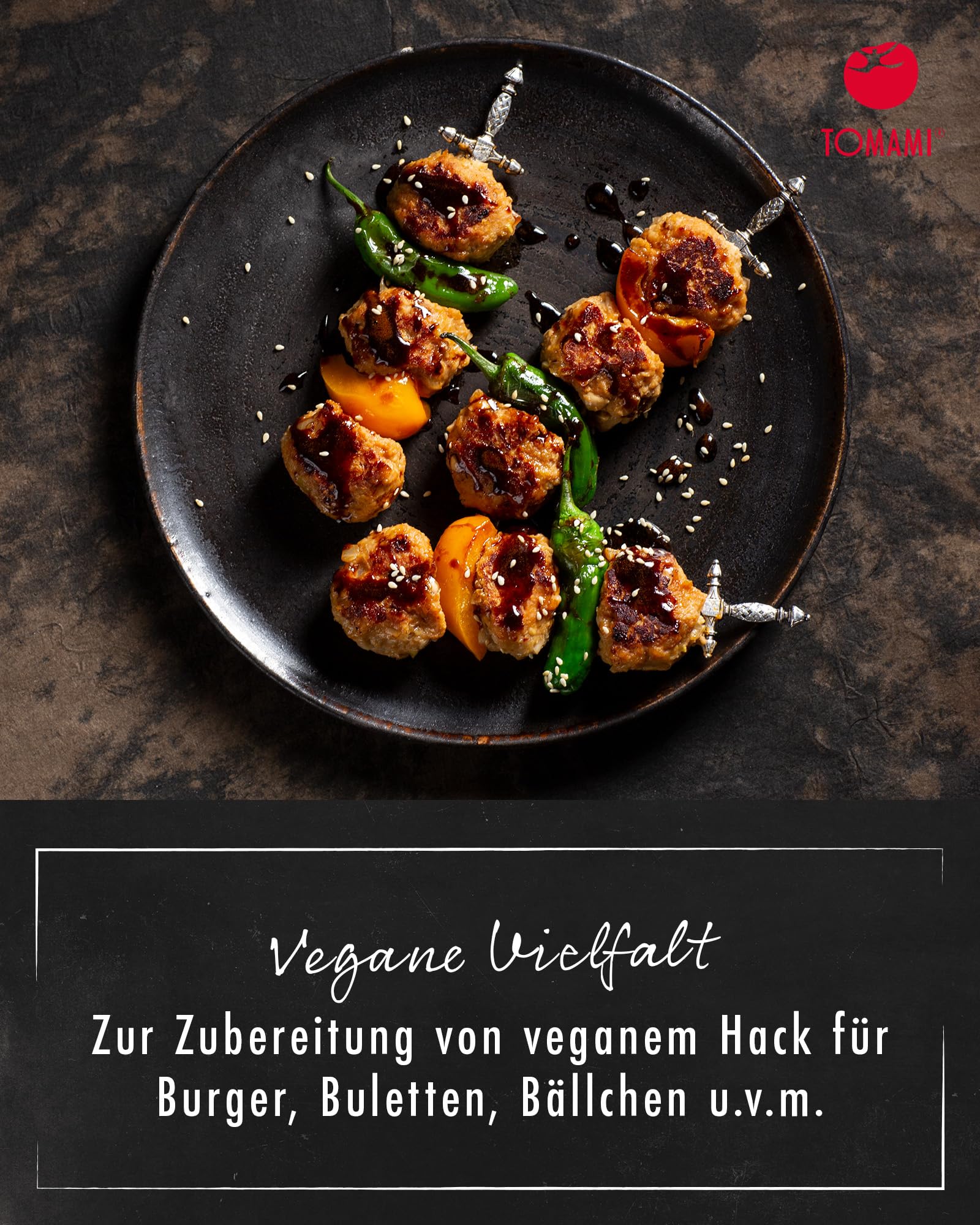 Tomami The Vegan Hack 1kg – Proteinreiche ungewürzte Hackfleischalternative aus Erbsen- & Sonnenblumen - Für 3kg Veganes Hack - Soja- & Glutenfrei