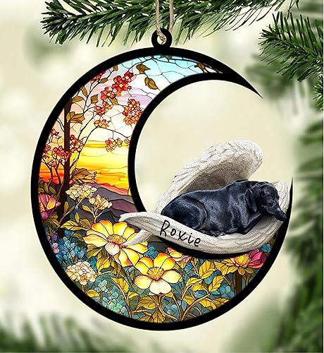 Miniatura 227 de Chow Chow Dog Memorial Suncatcher, adorno de Navidad Chow Chow con nombre, atrapador de pérdida de mascotas, regalos para los amantes de los perros