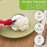 Vista 6 de Spring Chef - Cuchara para helado con mango suave, profesional, fuerte y resistente, utensilio de cocina de primera calidad para masa de galletas