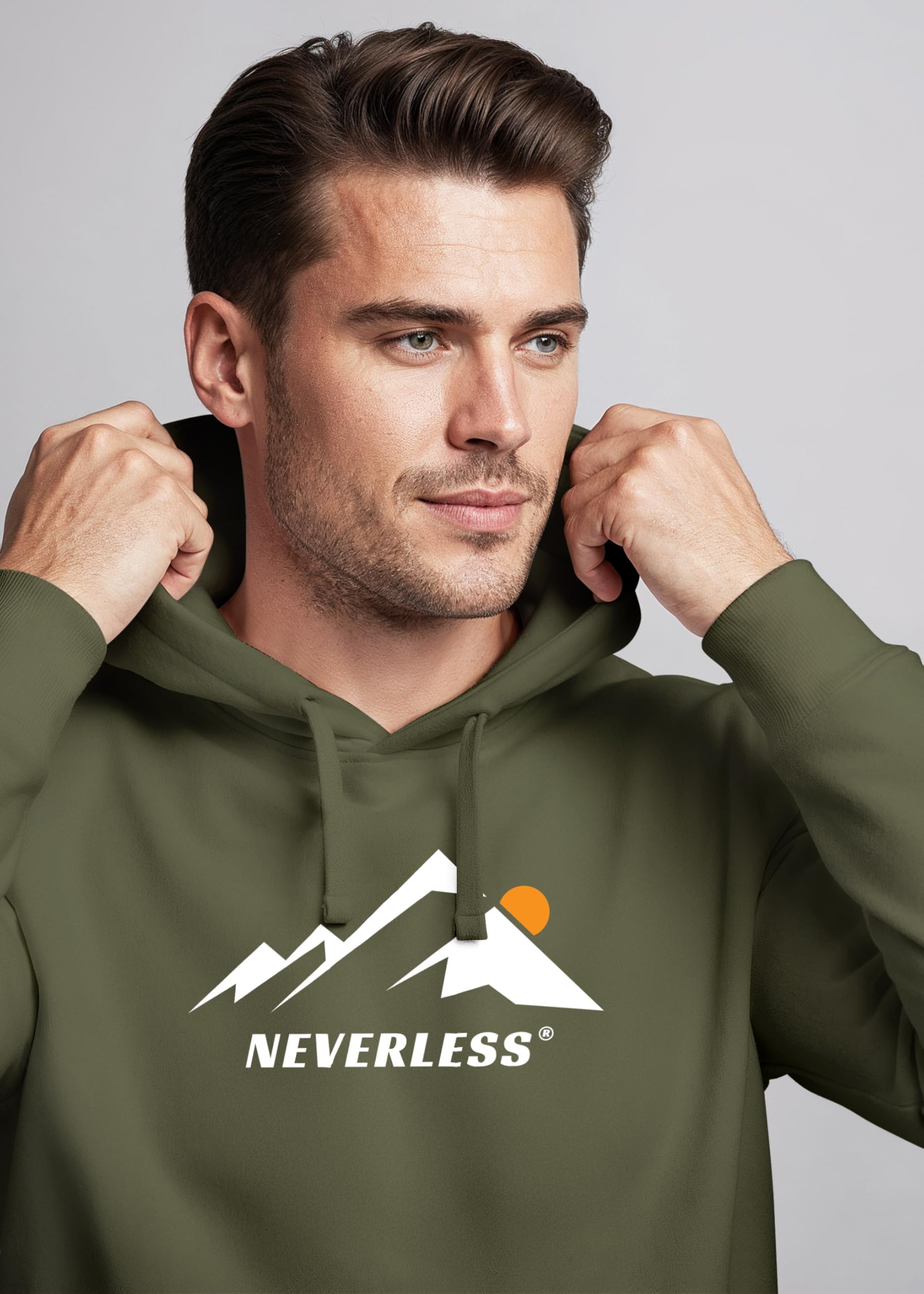 Neverless® Hoodie Herren Print Mountain Grafik Print Kapuzen-Pullover Männer Fashion Streetstyle