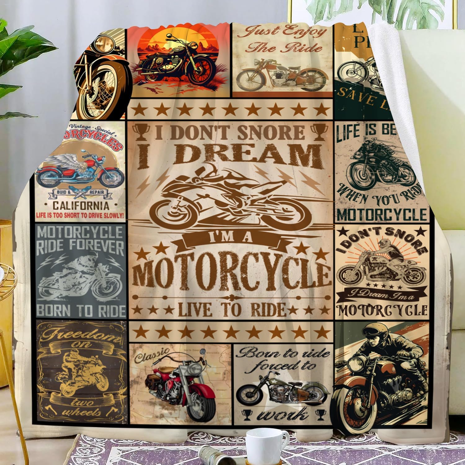 Motorcycle Gifts for Men Motorcycle Blanket Stuff Plush Throw and Blankets for Men Women Kids Boys Adults Sofa Bedding Room Decor 50"x40" - Image 2