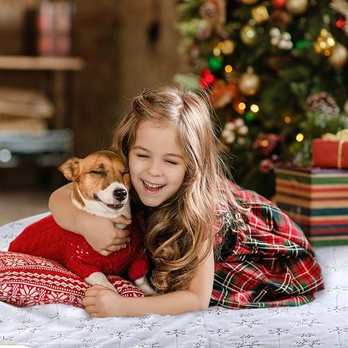 Miniatura 4 de Falda de árbol de Navidad  48 pulgadas, falda de árbol de piel sintética blanca nevada grande con patrón de nieve plateado para decoraciones de