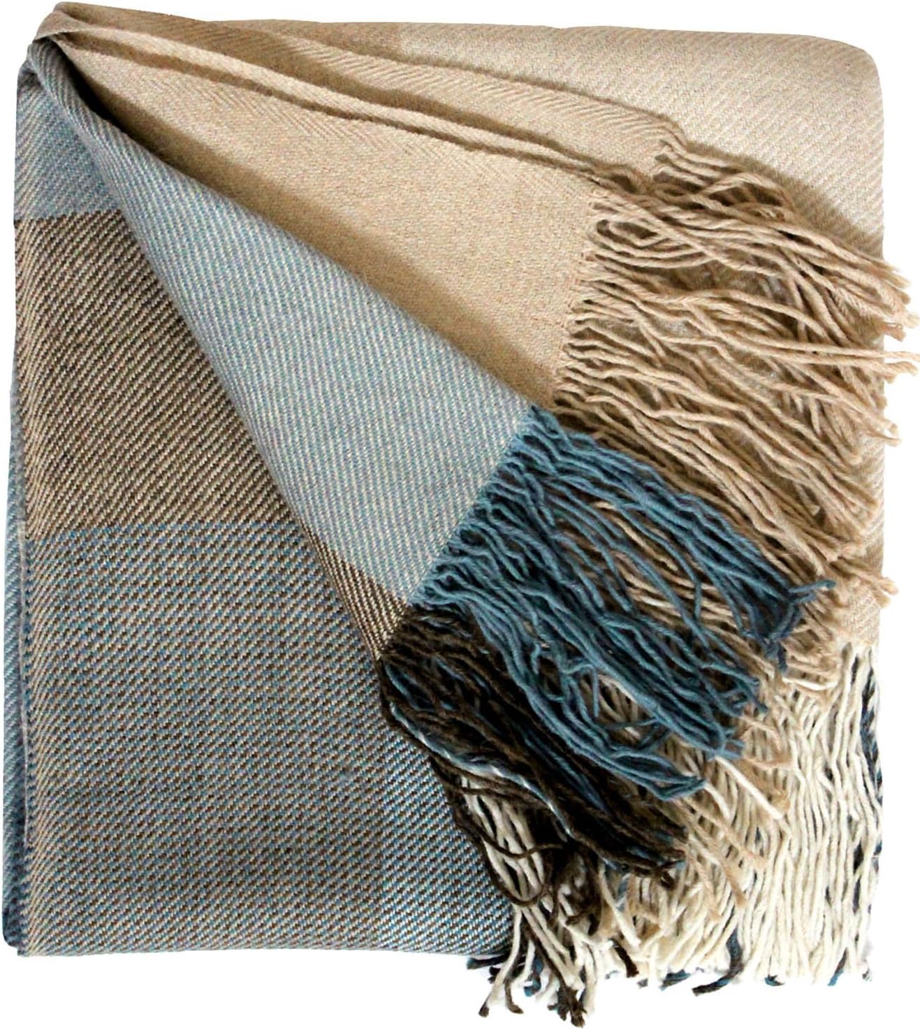 Lorenzo Cana 100% Alpaca Wool Blanket – Bedspread, Sofa Throw or Blanket – Baby Alpaca, Exquisite and Cuddly in Blue, Beige, Ecru