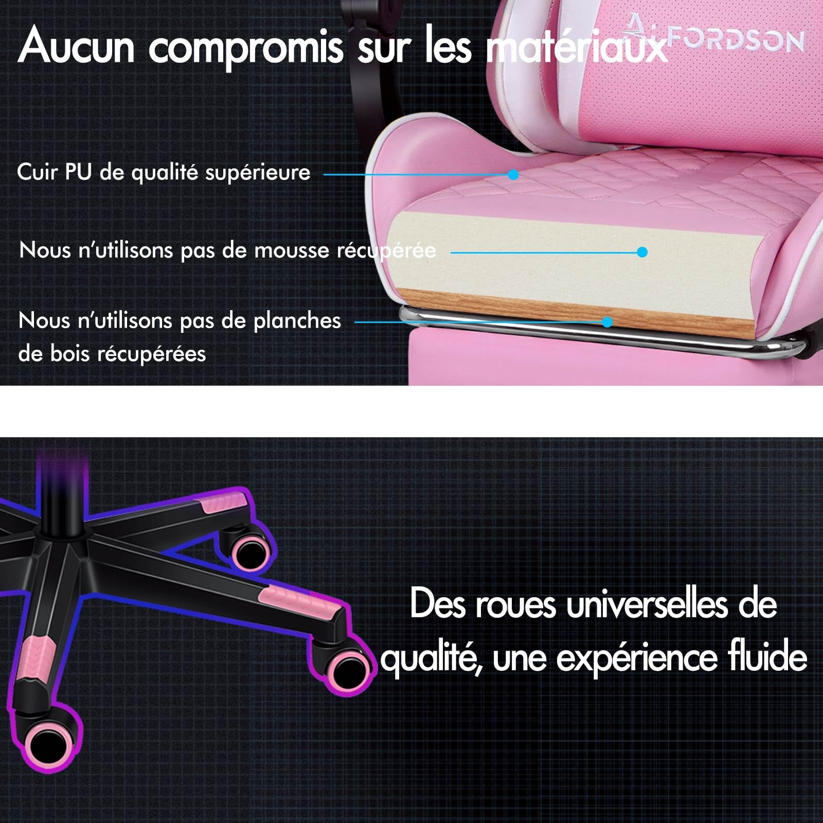 ALFORDSON Chaise de Bureau de Jeu Confortable, Repose-Pieds intégré, Coussin Lombaire, réglage de l'inclinaison à 150°, siège en Cuir à Dossier Haut, capacité de 180 kg, Cuir PU, Rose