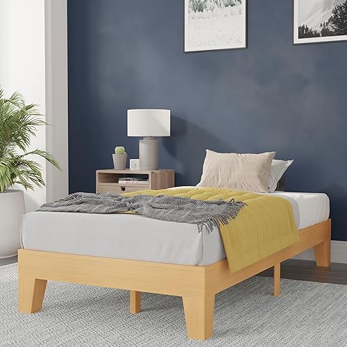 Miniatura 1 de Flash Furniture Evelyn - Cama de plataforma de madera, acabado de pino natural, tamaño individual, soporte de listones de madera, no requiere