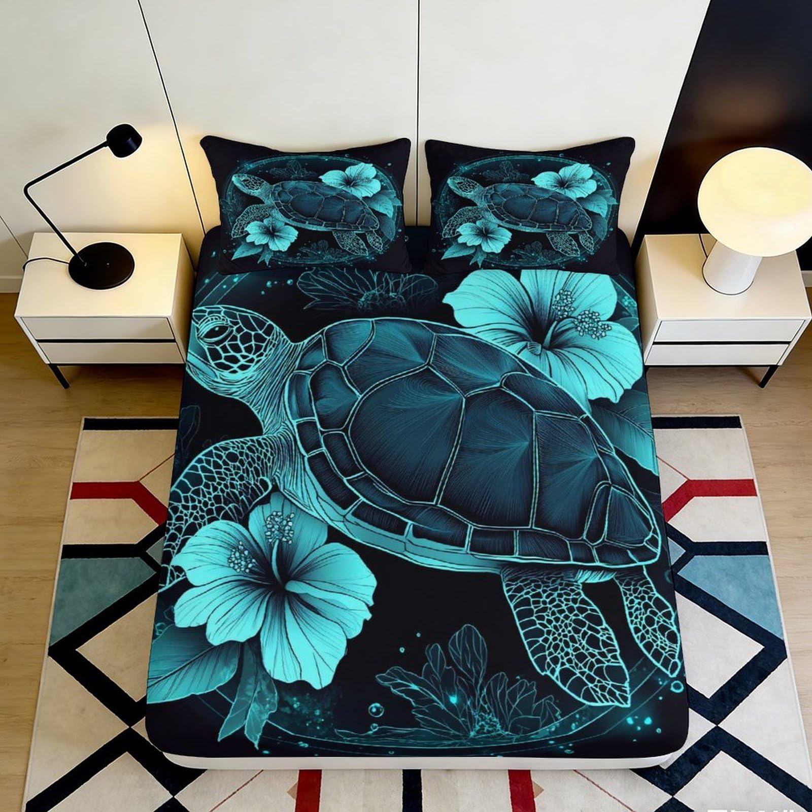 3D Printed Leopard Fitted Sheet Microfiber Deep Pocket Bedroom Bedding Full Wrap Leopard Mattress Fitted Cover Washable for Adults 160x200x25cm