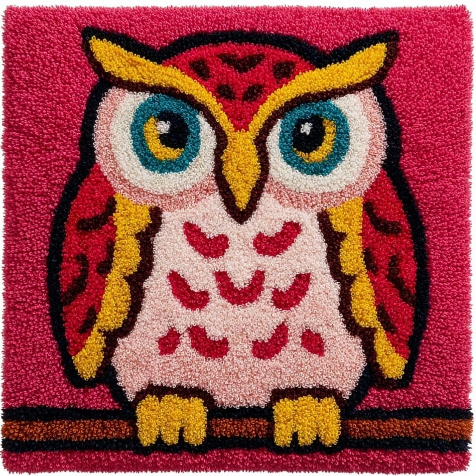 AxiangziK Pre-Printed Latch Hook Pillow Kit for Adults,Cartoon Owl