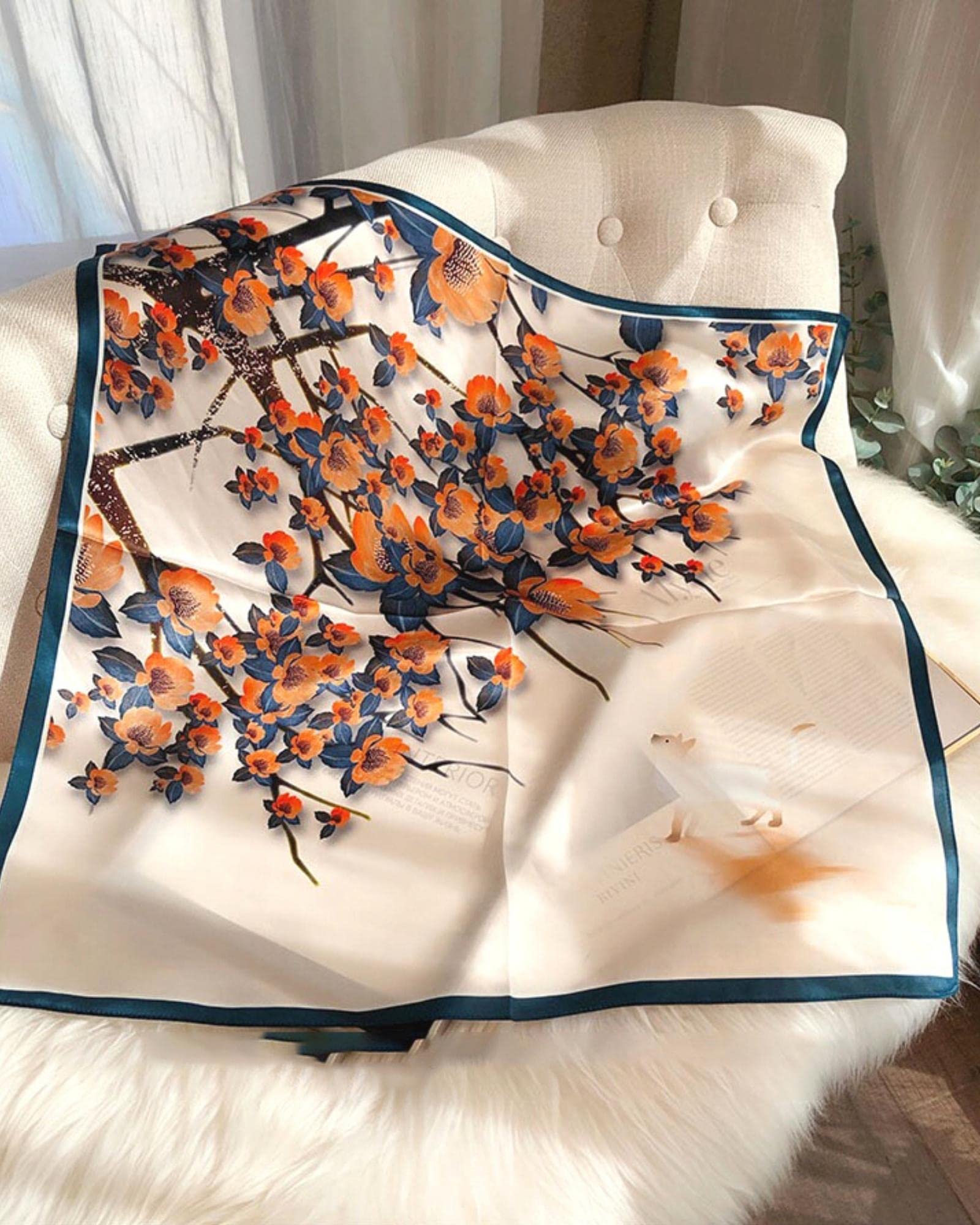 PoeticEHome Bufanda de seda de morera 100% pura para mujer, pañuelo cuadrado 68x68cm, accesorio para cabeza cuello regalo empaquetado