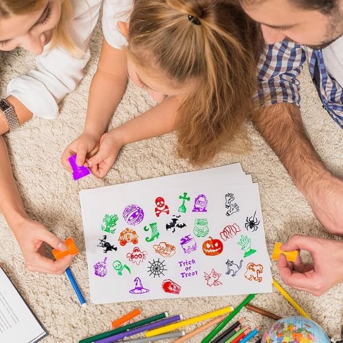 Miniatura 5 de Recuerdos de fiesta de Halloween, 120 sellos surtidos para niños a granel, regalos de juguetes navideños con tinta propia, premios de juegos, bolsas