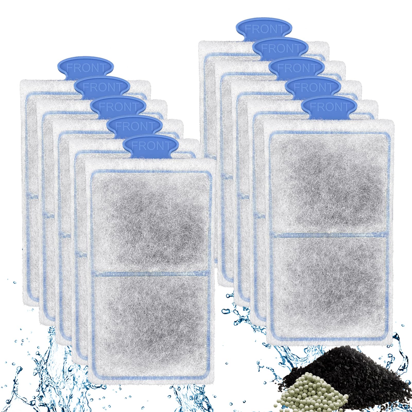 driamor 10 Pack PF-S Fish Tank Filter Cartridges for Top Fin Silenstream PF-S Small Filters Cartridge Thickened Cotton with Zeolite Replacement Aquarium Filter Cartridge for TOP FIN PF10 Power Filters
