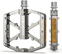 Vista 10 de Pedales de bicicleta de 9/16 pulgadas, pedales de bicicleta con reflectores, 3 rodamientos sellados, pedales de plataforma ancha para bicicleta