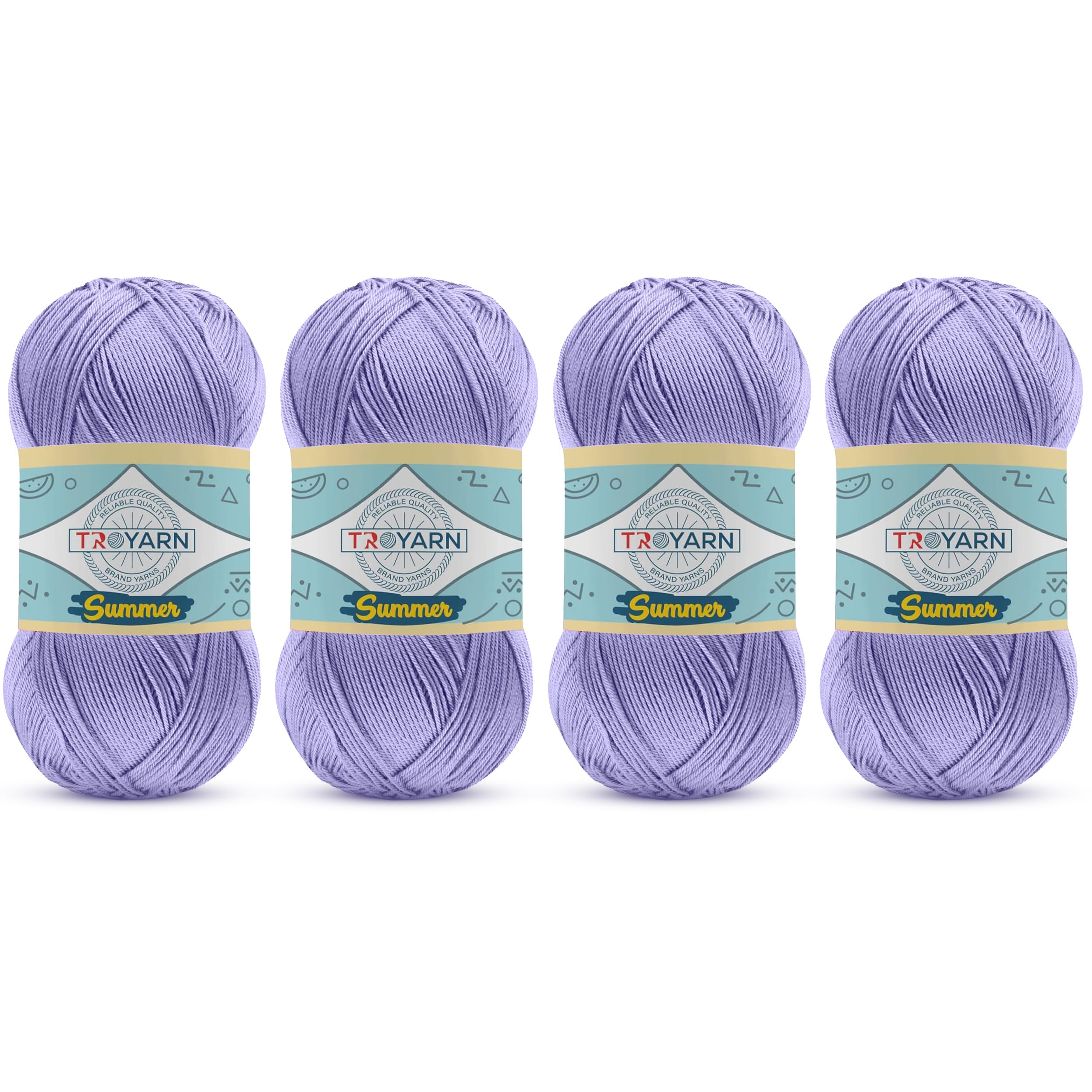TROYARN Summer (4- Skeins Pack) Silk Effect Hand Knitting Yarn Crochet Art Lace Craft 100% Microfiber Acrylic 4x100 gr (4x383 yds) (105158 -