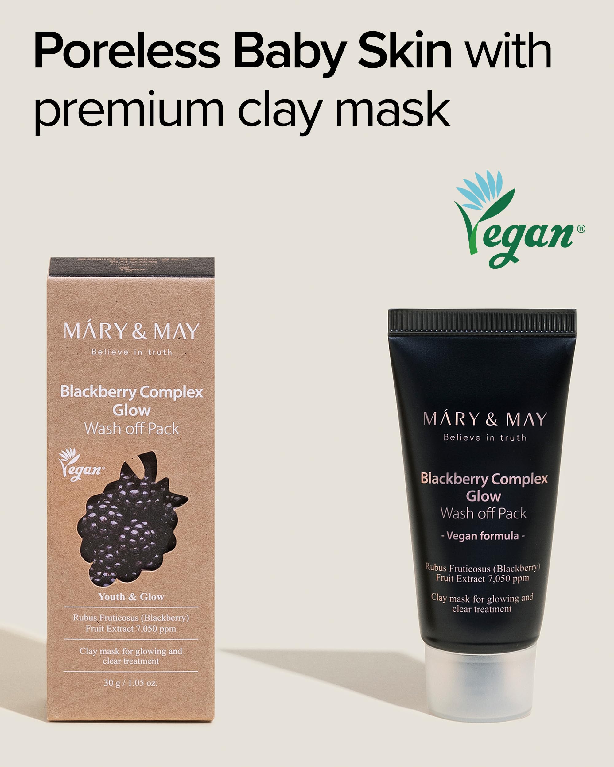 Mary&May Vegan Blackberry Complex Glow Wash Off Mask, Blackhead Care, Pore Clearing, Anti Aging Clay Mask - Image 2