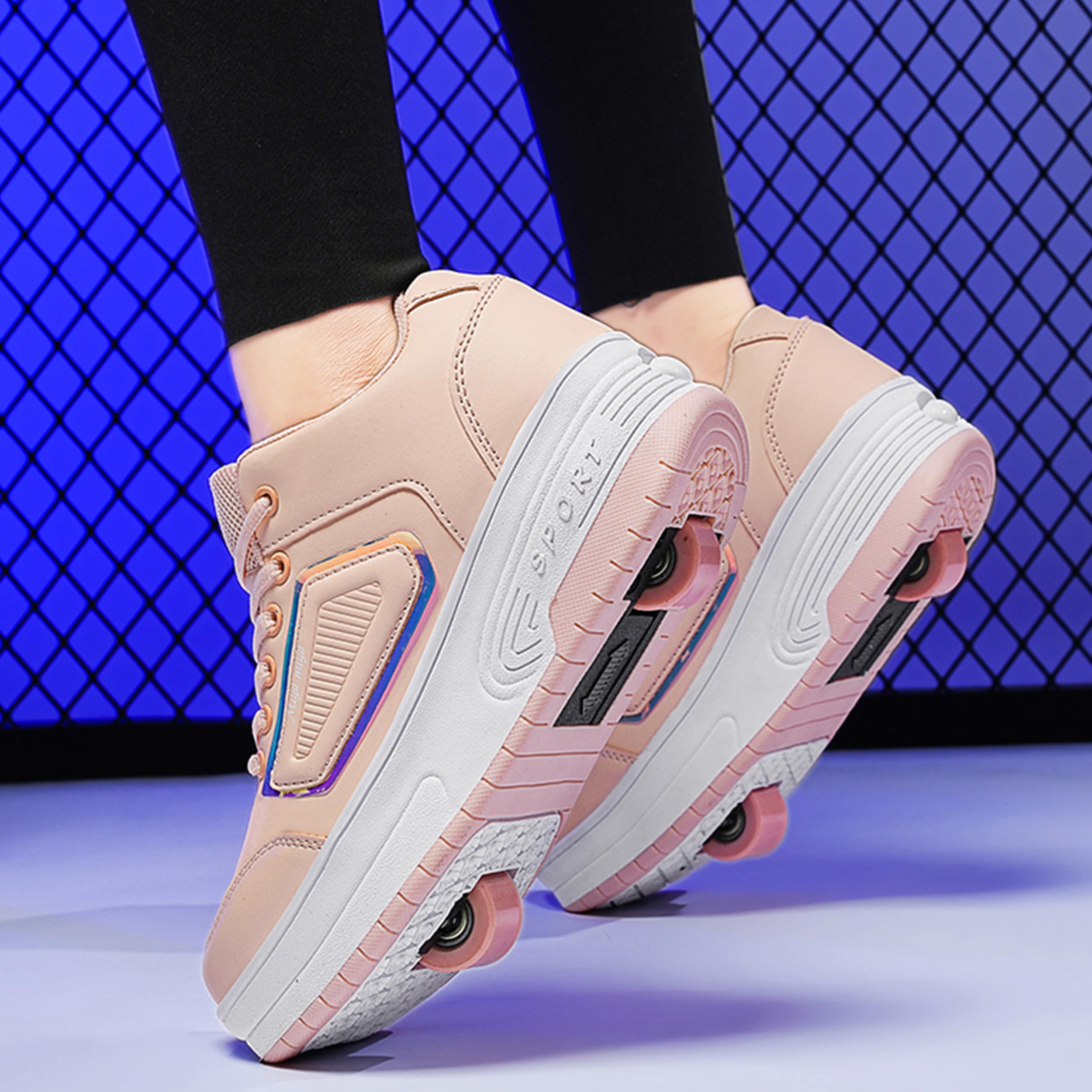 Zapatillas con Ruedas para niñas y niños, Zapatillas Deportivas con Dos Ruedas, Zapatillas con Ruedas Ajustables, Zapatillas de Skate para Pascua, cumpleaños, Navidad