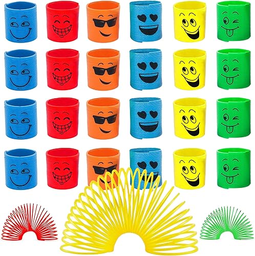 Juguete mágico de primavera de 50 piezas de Emoji a granel - Mini bobina mágica para fiestas con sonrisas tontas - Surtidos de colores sonrientes -