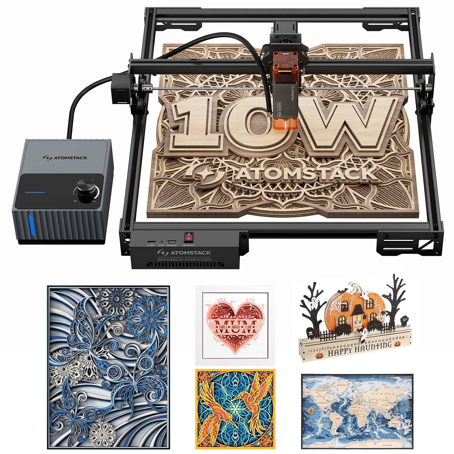 ATOMSTACK A10 Pro V2 10W Laser Engraver with Auto Air Assist, 0.06mm High Accuracy Laser…