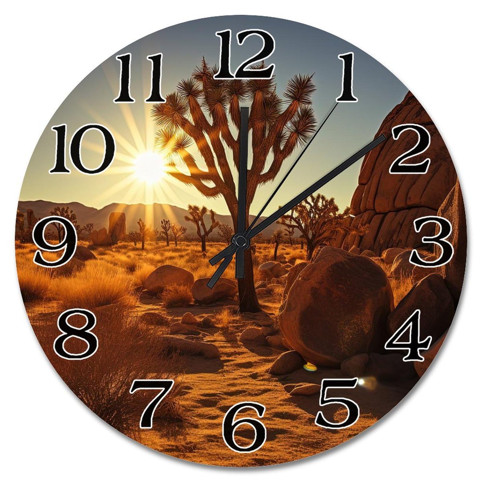 Horloge murale moderne Joshua Tree en bois précieux de 38 cm