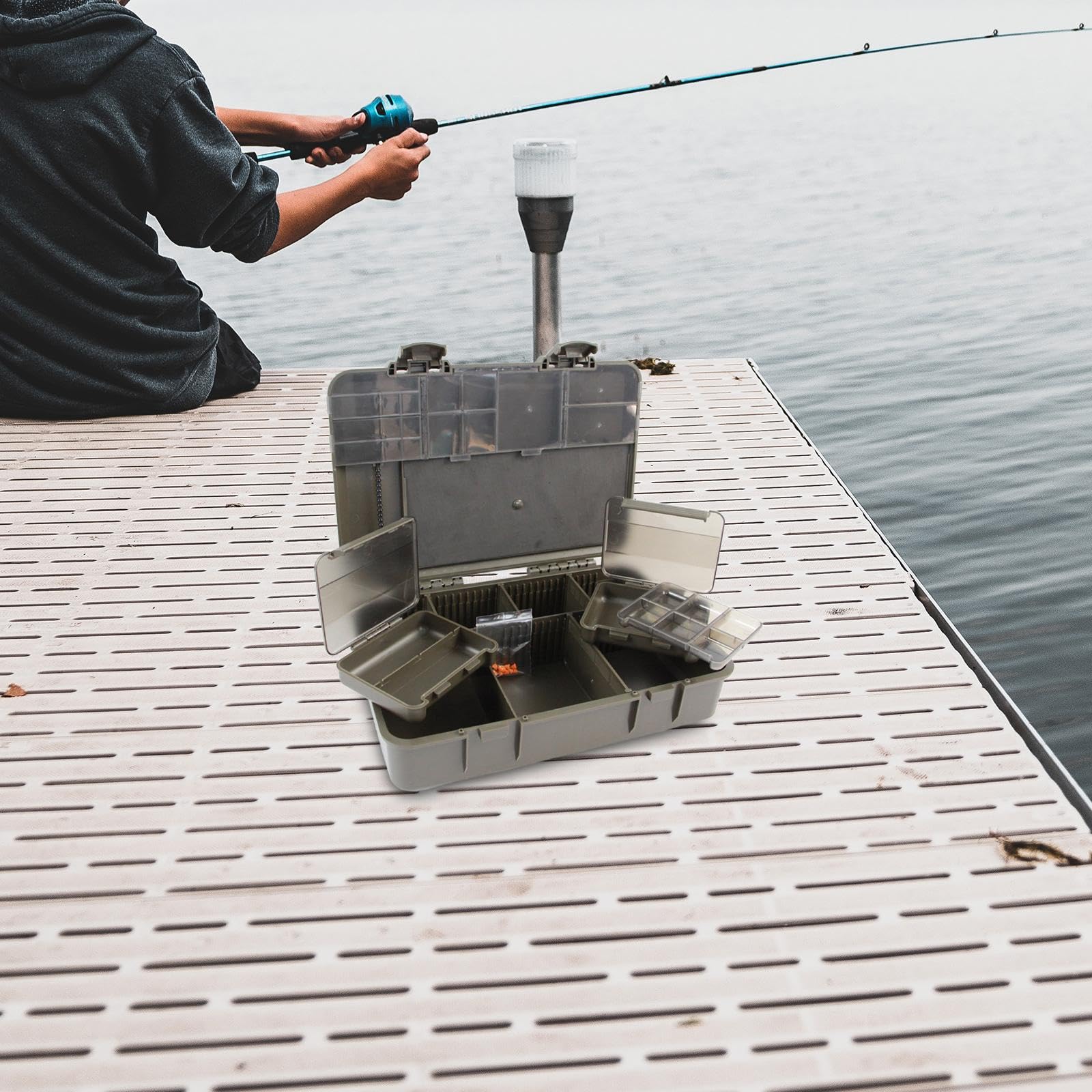 Scatola Porta Attrezzi da Pesca alla Carpa con Scomparti Multipli per Perline, Attrezzi E Ami