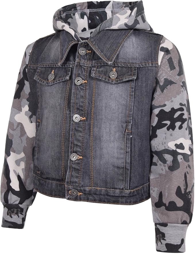 Denim jacket with camo sleeves Clearance