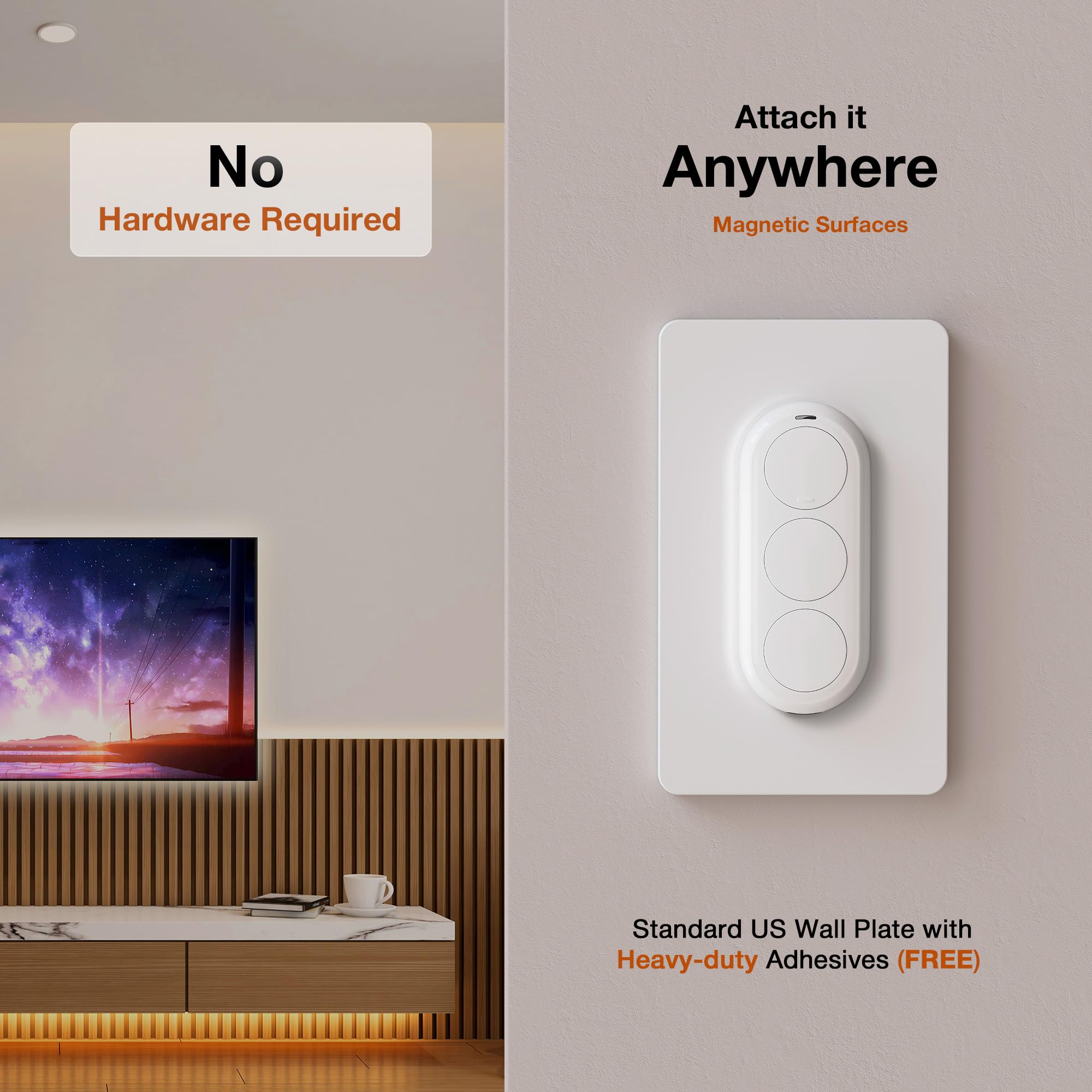 Airversa Smart HomeKit Button Controller, 3-Tasten Smart Switch, Kompatibel mit Apple Home über Thread (Home Hub nötig), Auslöser für Ein/Aus, Szenen & Routinen, QliQ AC1 Weiß, 2 Pack
