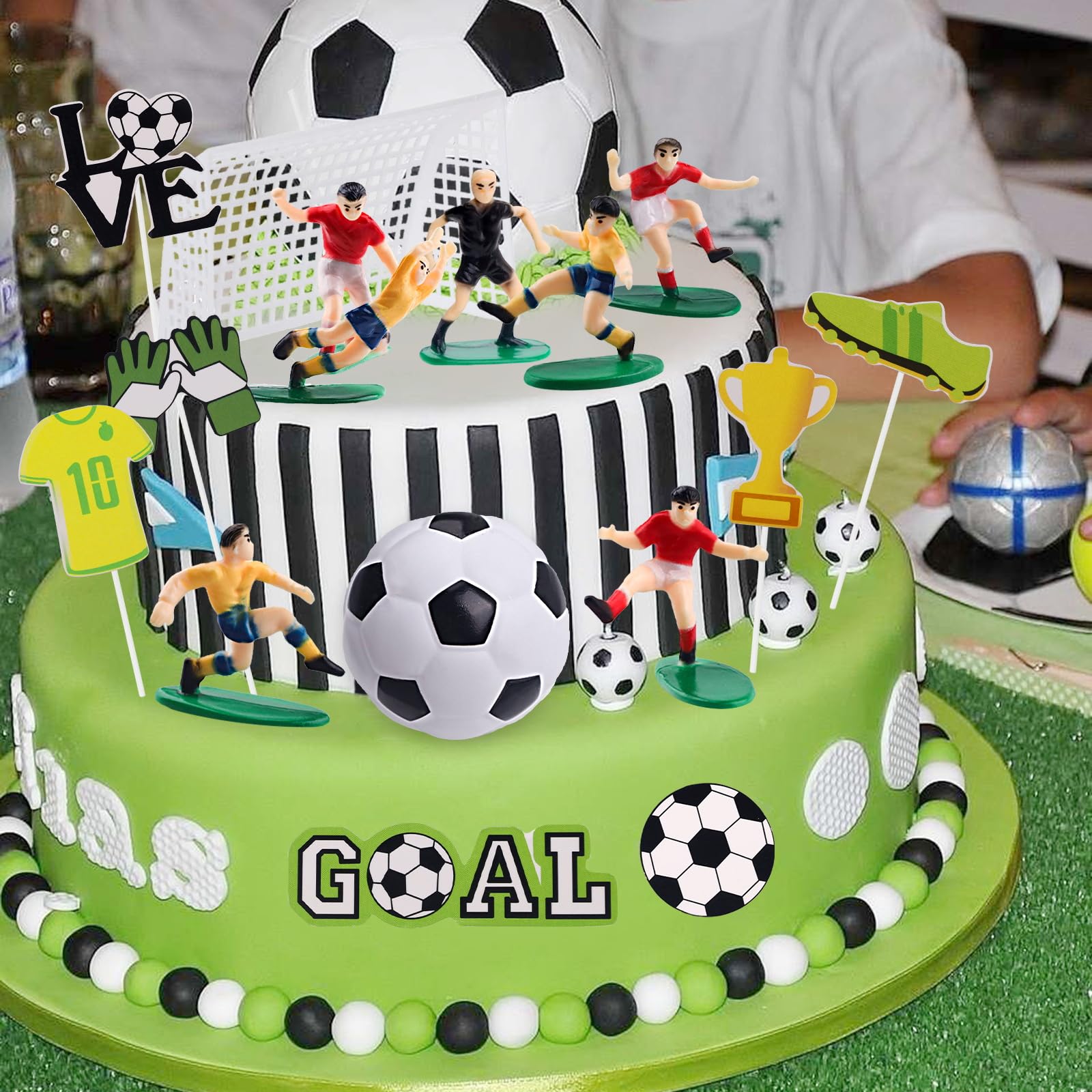 Amazon.co.jp: Lukinuo サッカーケーキトッパー 18個 サッカーボール
