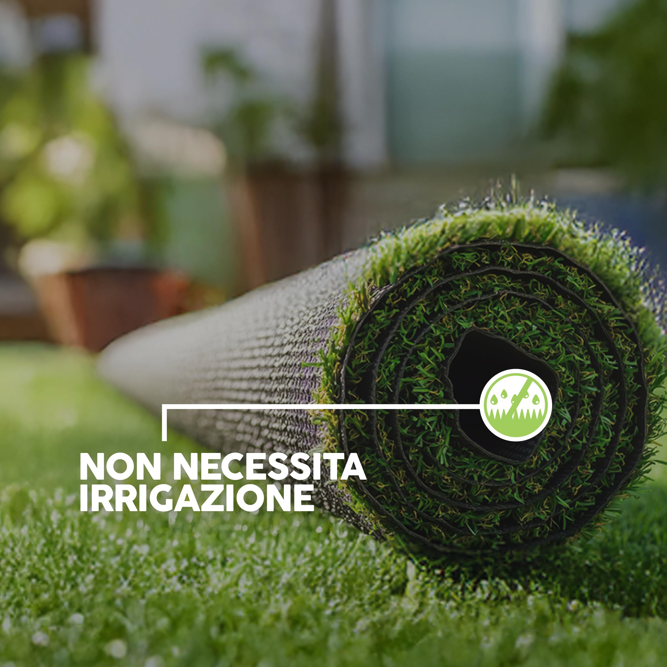 Erba sintetica Premium alta 40 mm, rotolo da 1x3 metri