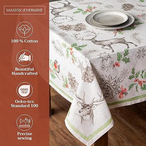Miniatura 2 de Maison d' Hermine Mantel 100% algodón para mesas cuadradas de cocina, comedor, fiestas, bodas, Acción de GraciasNavidad (54 x 54 pulgadas),