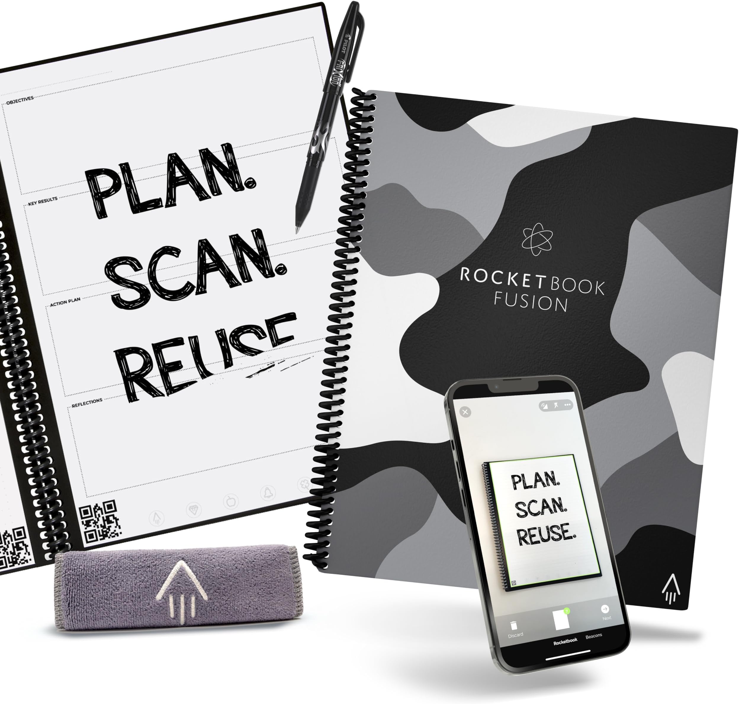 Rocketbook Fusion Reusable Smart Planner and Notebook in Lunar Winter, 8.5 inch x 11 inch, 42 pages