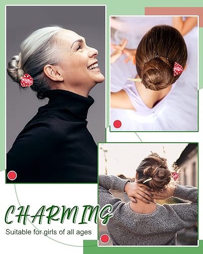 Miniatura 6 de Taiyin 2 palillos de pelo de Navidad con forma de hongo para cabello largo, palillos chinos para mujeres y niñas, palillos para el cabello para