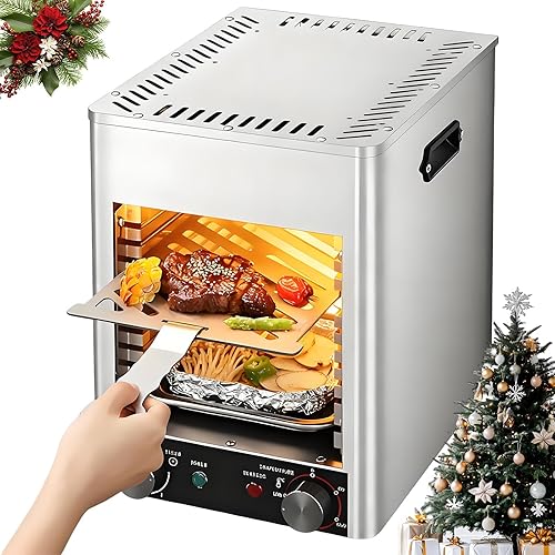 1700W Electric Broiler Grill, Stainless Steel Adjustable Steak & Chicken Cooker, Perfect for BBQing Beef, Veggies & More - Time & Temperature Control