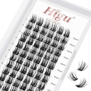 Lash Clusters DIY Eyelash Extensions 72 Pcs Cluster Eyelash Extensions 10mm Cluster Lashes D Curl Lash Clusters Thin Stem Eyelash Clusters Reusable Makeup for Self-application (Common D 10mm)