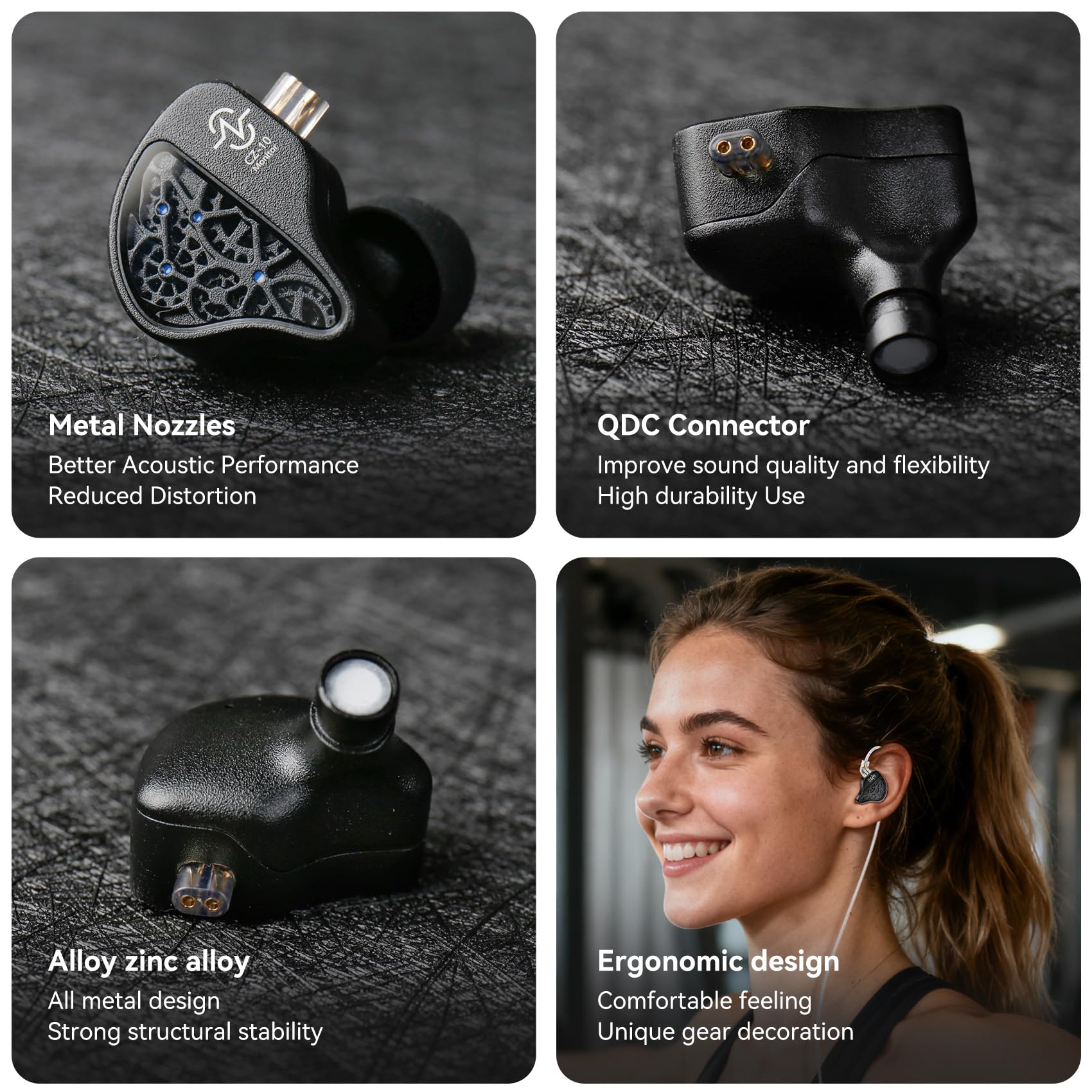 CCZ CZ10 - Auriculares intraurales con monitor de oído, 4BA+1DD, auriculares híbridos para juegos, IEM de alta resolución para músico cantante de juegos, auriculares con cable HiFi con cancelación de