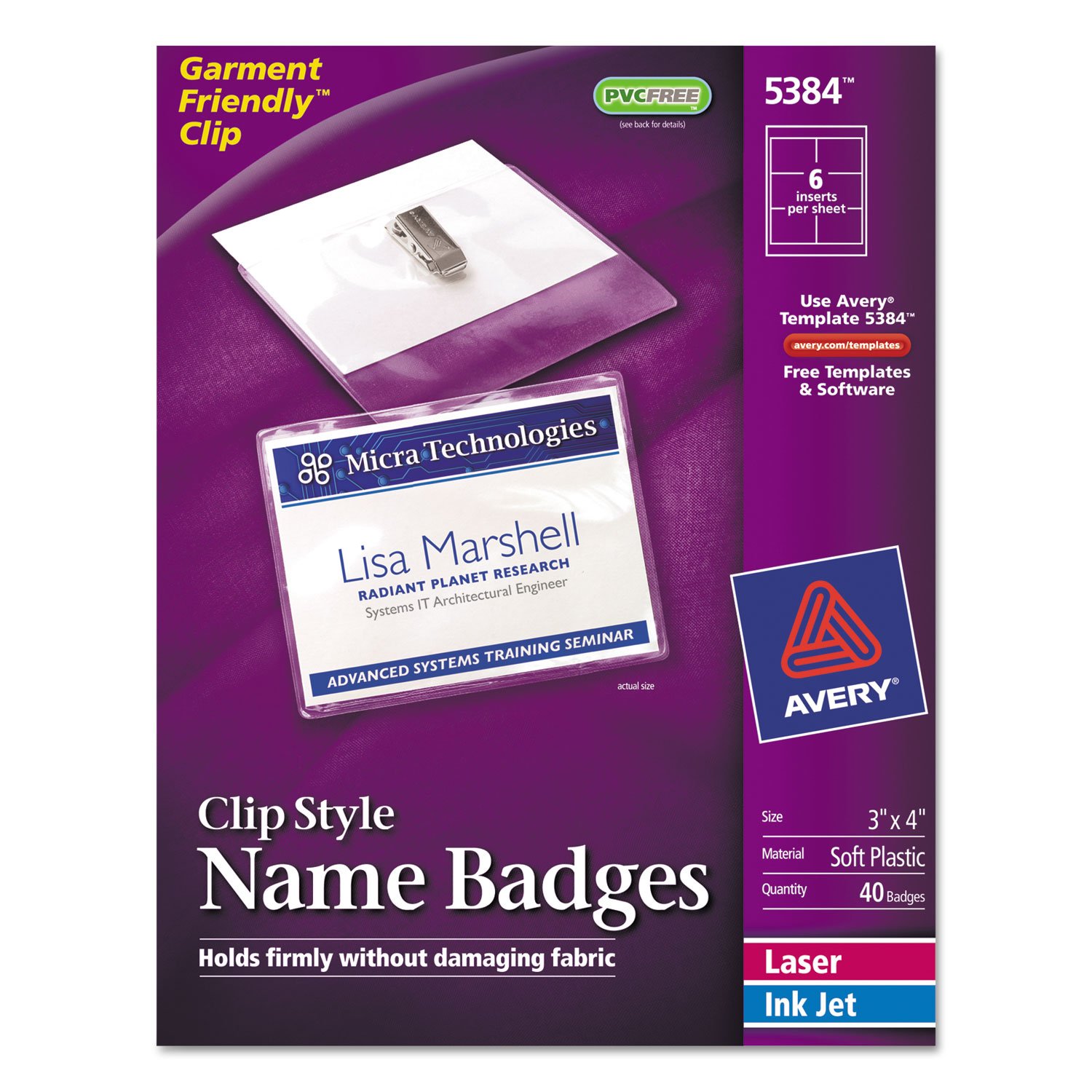 AVE5384 – Avery badge Holder kit W/laser/inkjet Insert