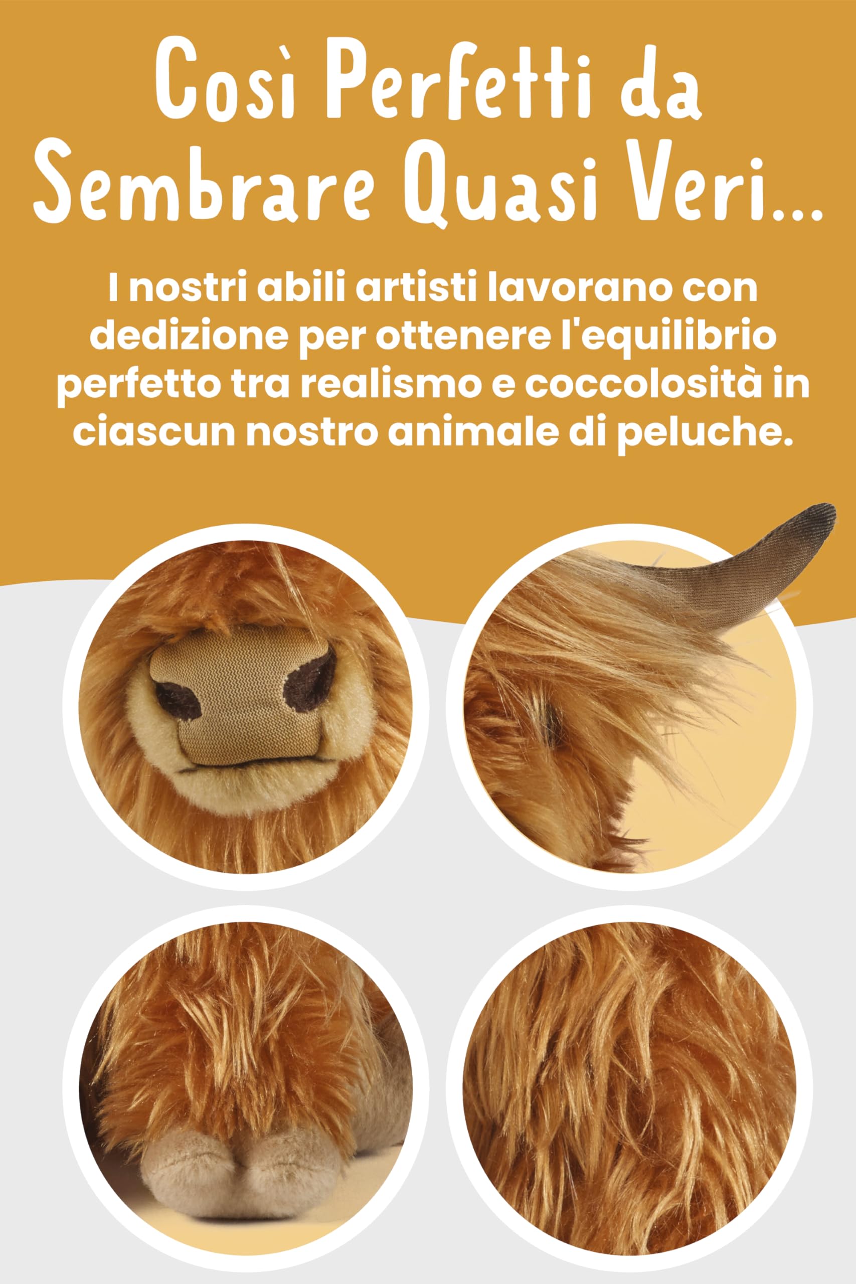 Living nature Peluche di Mucca delle Highlands Marrone | Giocattolo Morbido per Bambini | Ecologico Naturli | 22 cm