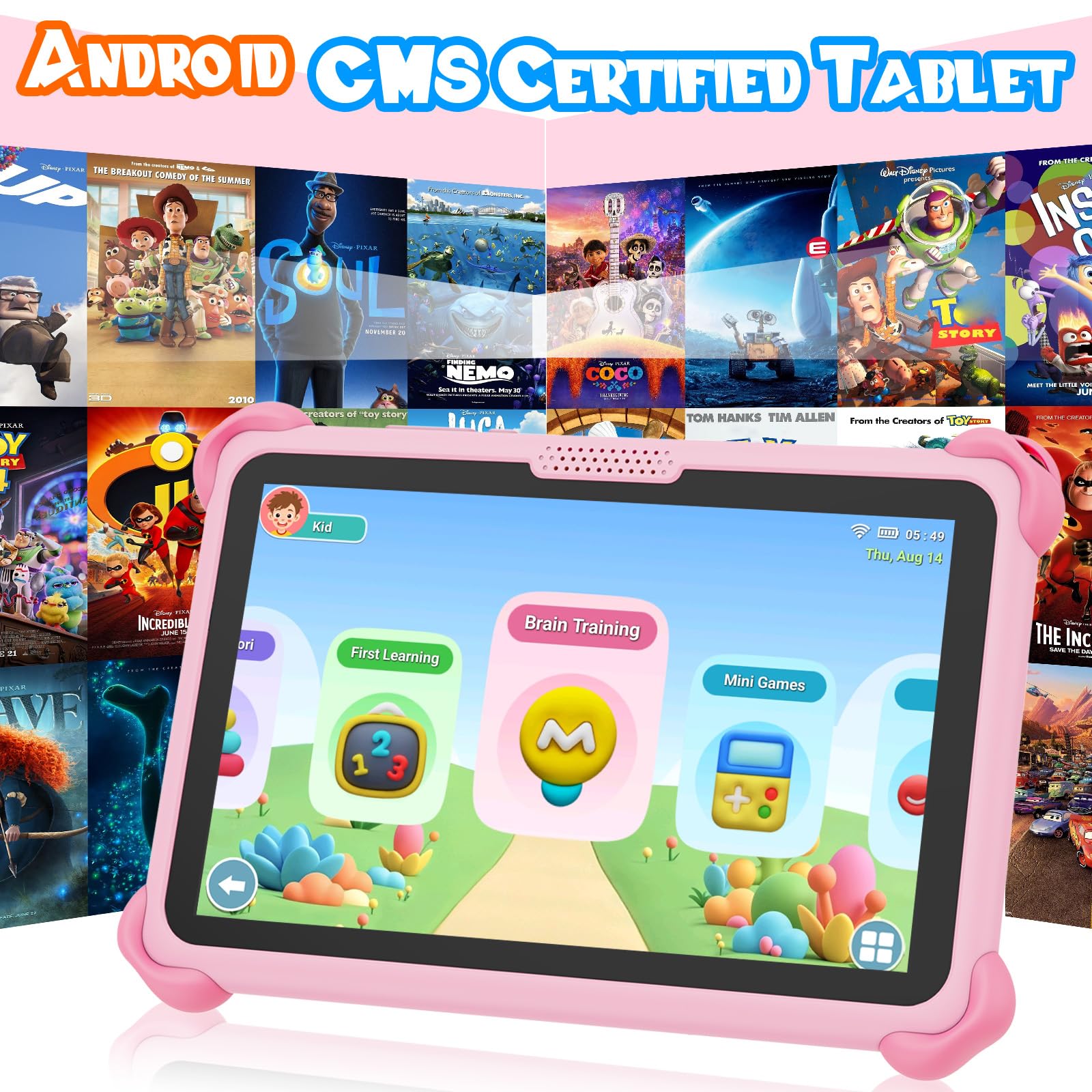 Kinder Tablet 7 Zoll Android Tablet für Kinder 32GB ROM Kindertablet mit Schutzhülle WiFi6 Kindersicherung Installierte Lern-Apps von 3–7 Jahre Jungen und Mädchen (Rosa)