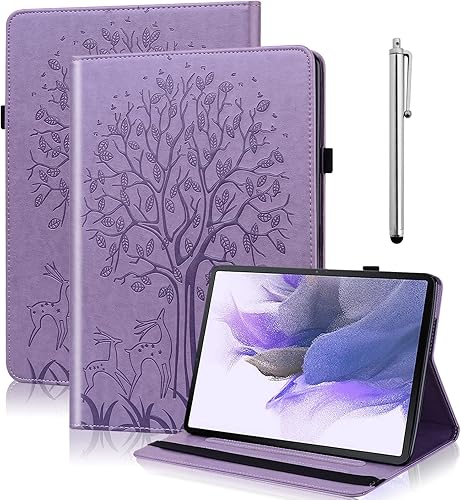 Funda para Xiaomi Pad 5Pad 5 Pro 11 pulgadas 5G 2021, diseño en relieve Deer&Tree PU Funda de cuero con ranura para tarjeta Banda elástica para Mi