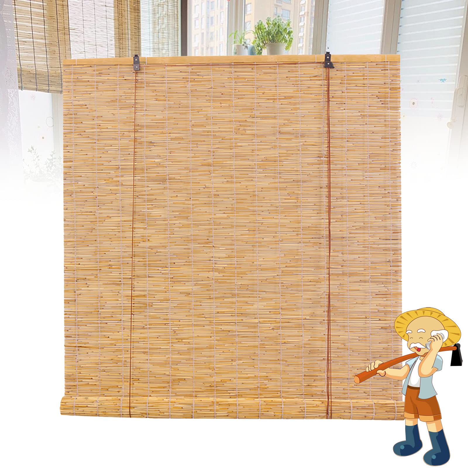 Bamboo Roll Up Shades Bamboo Roller Blinds Bamboo Shades Blinds, Bamboo Roll Up Blinds Retro Reed Shades Outdoor Bamboo Shades for Patio Outdoor/Indoor Porch Privacy 26×55in?W×H? White