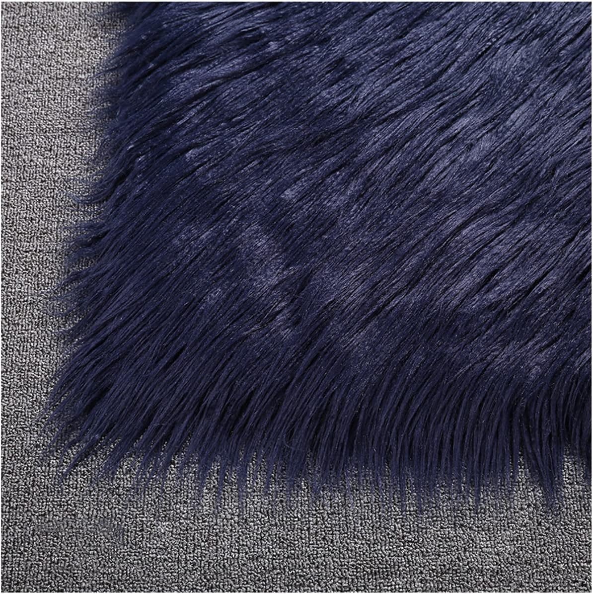 Materiał z długim włosiem ze sztucznego futra, Tkanina ze sztucznego futra 180x50cm Kudłaty, miękki, długi włos(Navy)