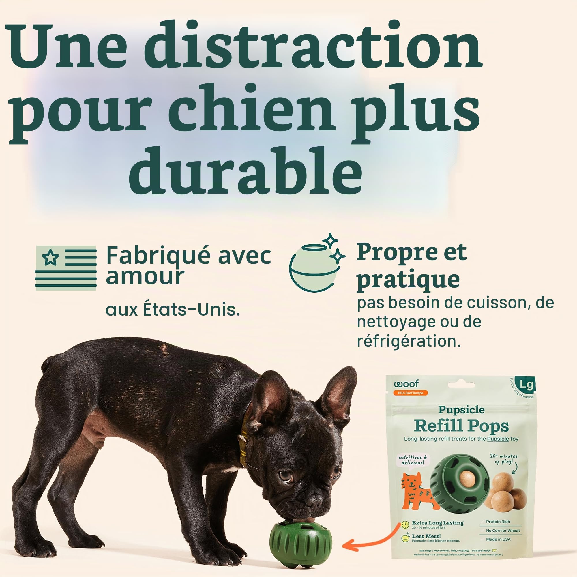 WOOF Pupsicle Pops, délicieuses friandises pour chiens de longue durée, recharges pour chiot, friandises de rechange préfabriquées pour chiens, ingrédients naturels, friandises pour animaux de