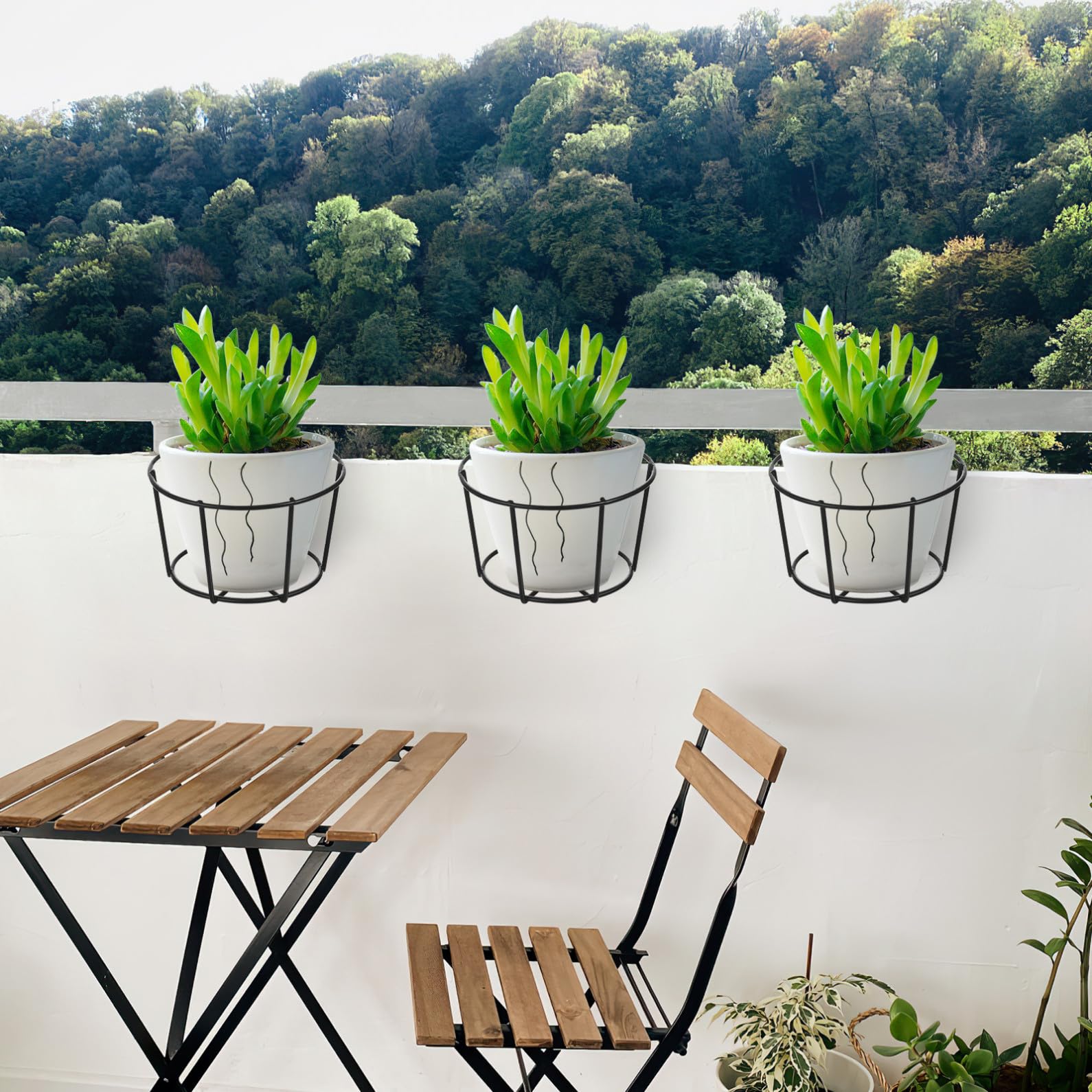 Mikikit 5piezas Soporte De Flores Colgante Redondo Para Balcón Estantes De Hierro Para Macetas Estantes Decorativos Para Jardinería